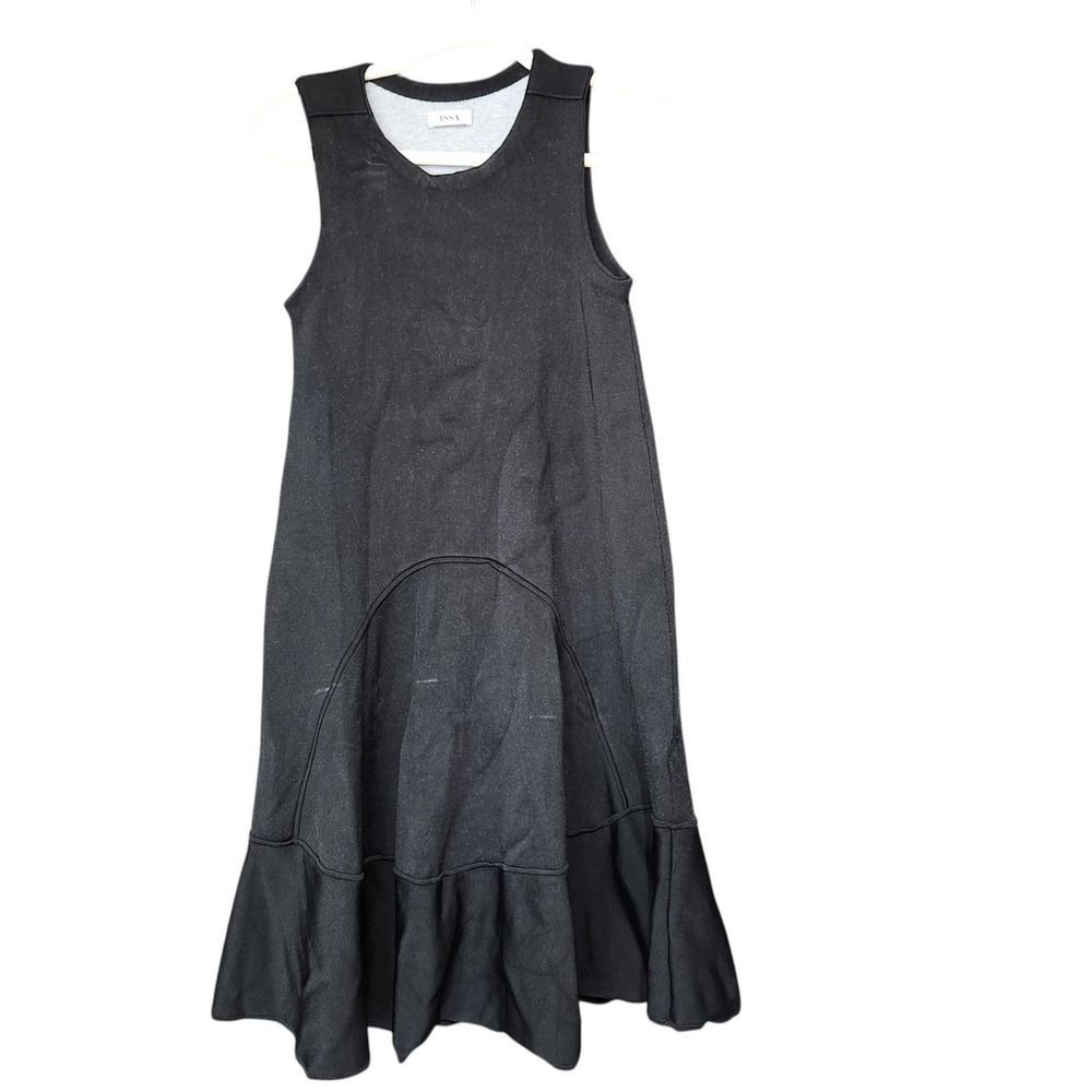 Issa London Black Ruffle Hem Knit Dress Sleeveless Cashmere Blend XS Scuba Thick
